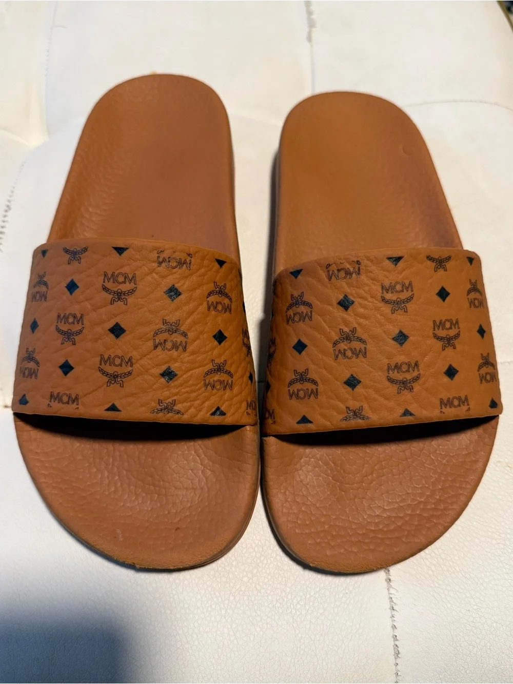 MCM Cognac Monogram Slide Sandals size 8 - Picture 5 of 7